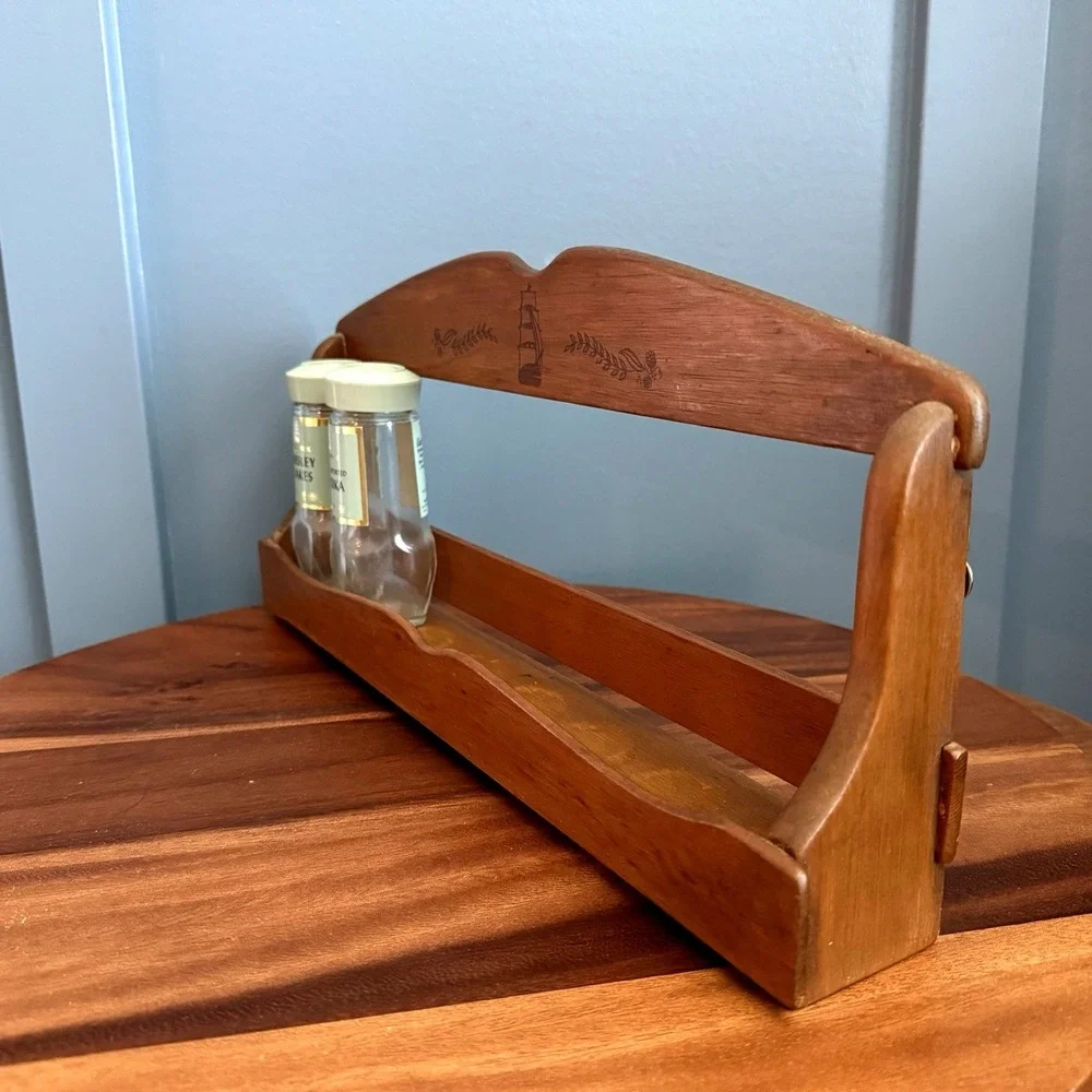 Vintage‎ Wooden Spice Rack Ship Nautical Pirate Wall Shelf 15